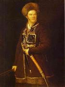 Aleksander Orlowski Self-portrait in Cossack's dress. oil